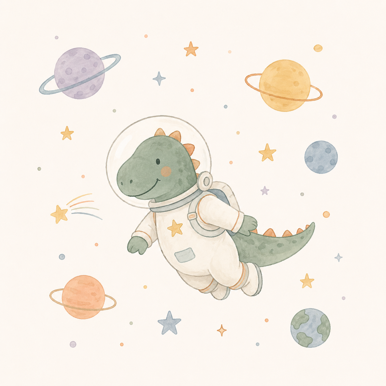 Una pagina del Quaderno: un dinosauro tra le stelle